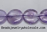 CNA824 15.5 inches 18mm flat round natural light amethyst beads