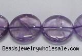 CNA825 15.5 inches 20mm flat round natural light amethyst beads