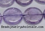 CNA826 15.5 inches 25mm flat round natural light amethyst beads