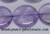 CNA827 15.5 inches 30mm flat round natural light amethyst beads