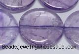 CNA828 15.5 inches 35mm flat round natural light amethyst beads