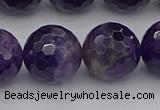 CNA918 15.5 inches 16mm faceted round natural amethyst beads