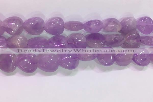 CNA984 15.5 inches 12*12mm heart natural lavender amethyst beads