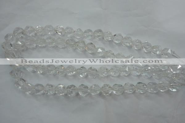 CNC100 15 inches 6mm faceted nuggets white crystal beads