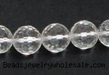 CNC11 15.5 inches 14mm faceted round grade AB natural white crystal beads