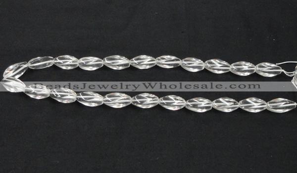 CNC20 8*18mm twisted rice grade AB natural white crystal beads