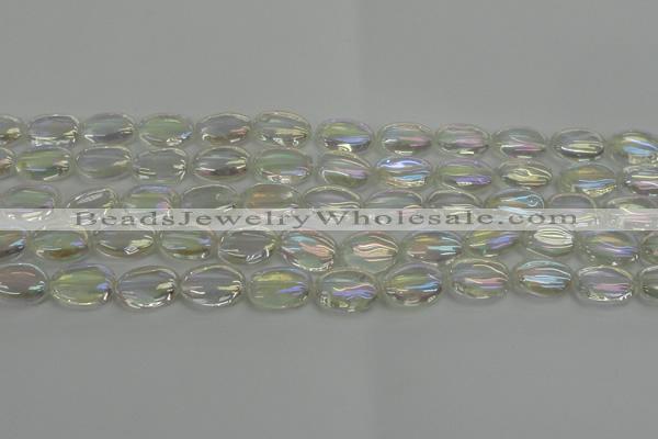 CNC216 15.5 inches 10*14mm oval AB-color white crystal beads