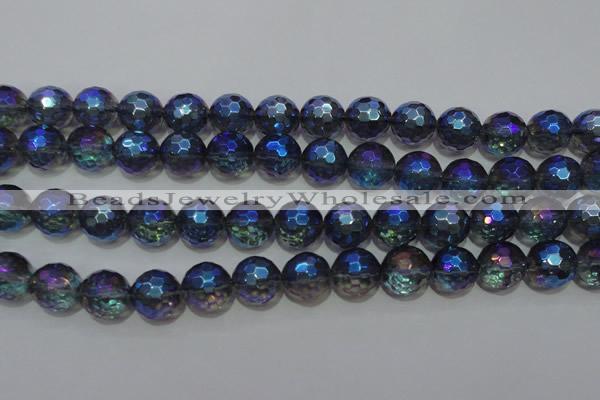 CNC314 15.5 inches 12mm faceted round AB-color white crystal beads