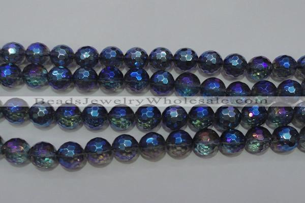 CNC315 15.5 inches 14mm faceted round AB-color white crystal beads