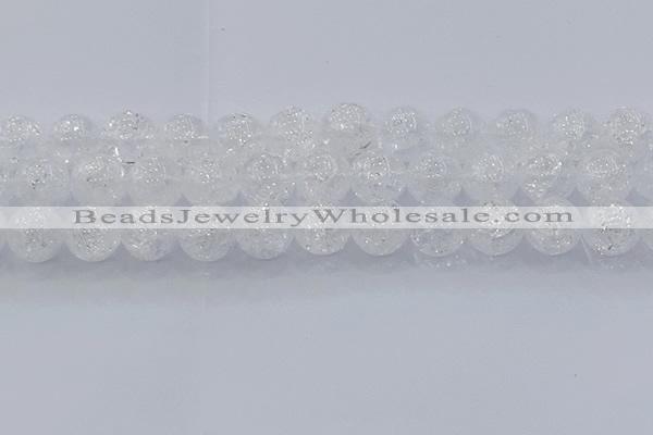 CNC556 15.5 inches 16mm round natural crackle white crystal beads