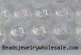 CNC564 15.5 inches 12mm round plated crackle white crystal beads