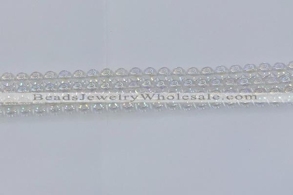 CNC570 15.5 inches 6mm round plated natural white crystal beads