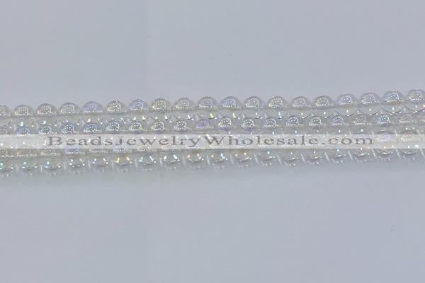 CNC571 15.5 inches 8mm round plated natural white crystal beads