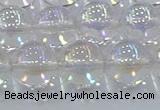 CNC574 15.5 inches 14mm round plated natural white crystal beads