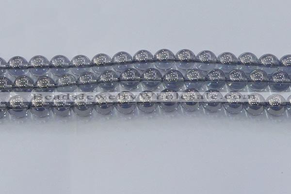 CNC598 15.5 inches 14mm round plated natural white crystal beads