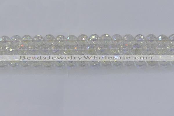 CNC603 15.5 inches 10mm faceted round plated natural white crystal beads