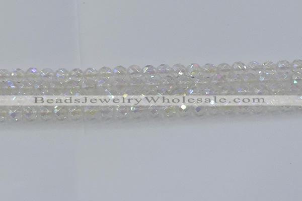 CNC609 15.5 inches 8mm faceted round plated natural white crystal beads