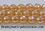 CNC614 15.5 inches 6mm faceted round plated natural white crystal beads