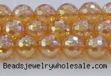 CNC615 15.5 inches 8mm faceted round plated natural white crystal beads