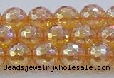 CNC616 15.5 inches 10mm faceted round plated natural white crystal beads