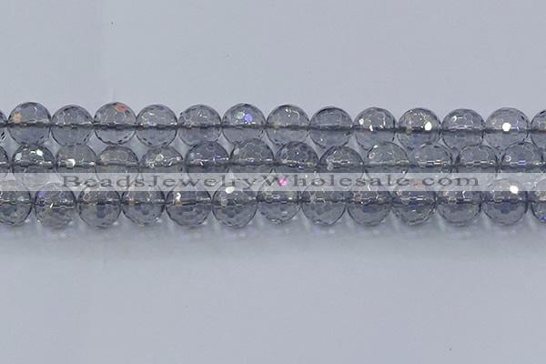 CNC643 15.5 inches 14mm faceted round plated natural white crystal beads