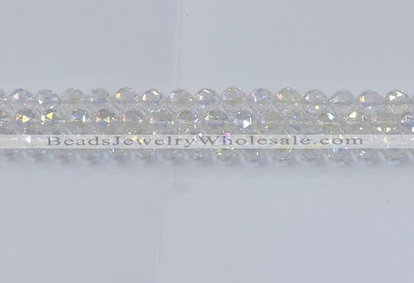 CNC647 15.5 inches 10mm faceted round plated natural white crystal beads