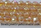 CNC651 15.5 inches 6mm faceted round plated natural white crystal beads