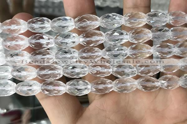 CNC722 15.5 inches 8*12mm faceted rice white crystal beads