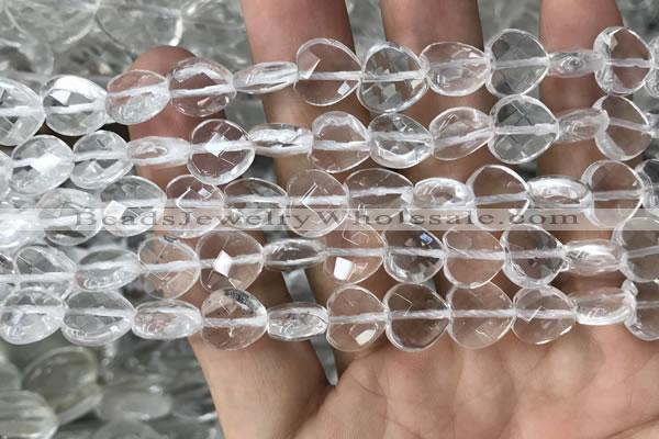 CNC736 15.5 inches 10*10mm faceted heart white crystal beads