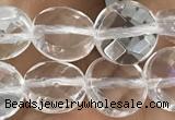 CNC744 15.5 inches 8mm faceted coin white crystal beads