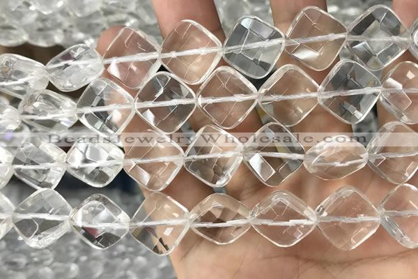 CNC758 15.5 inches 18*18mm faceted diamond white crystal beads