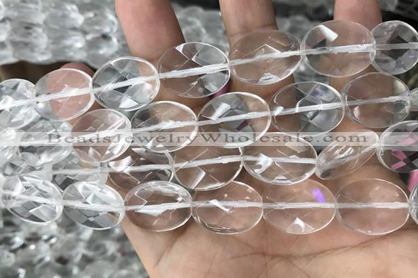 CNC766 15.5 inches 15*20mm faceted oval white crystal beads