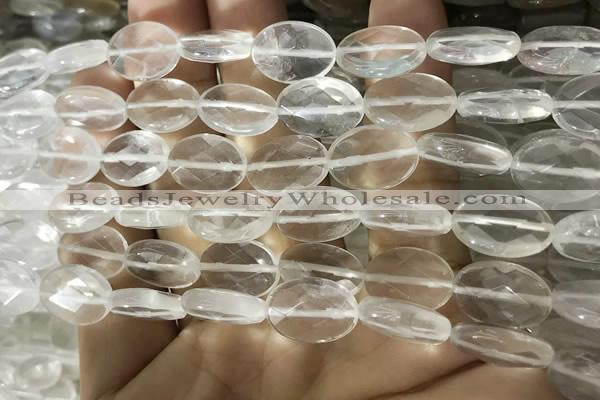 CNC841 15.5 inches 10*14mm faceted oval white crystal beads