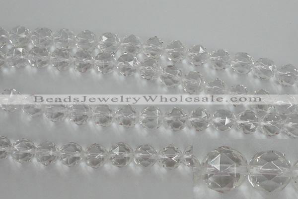 CNC90 15.5 inches 10mm faceted round natural white crystal beads