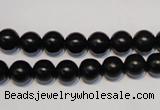 CNE03 15.5 inches 8mm round black stone needle beads wholesale