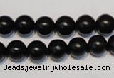 CNE05 15.5 inches 12mm round black stone needle beads wholesale