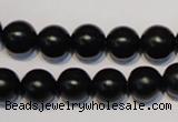 CNE06 15.5 inches 14mm round black stone needle beads wholesale