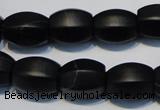 CNE16 15.5 inches 12*16mm drum black stone needle beads wholesale