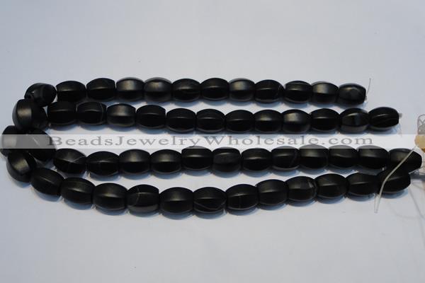 CNE16 15.5 inches 12*16mm drum black stone needle beads wholesale