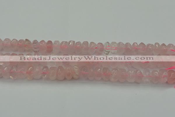 CNG1177 15.5 inches 6*14mm - 8*14mm nuggets rose quartz beads