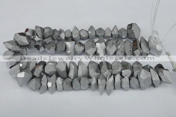 CNG1300 15.5 inches 10*20mm - 15*30mm faceted nuggets plated quartz beads