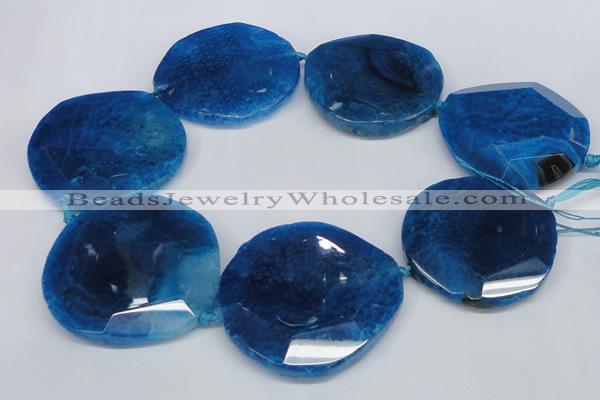 CNG1349 15.5 inches 52*55mm faceted freeform agate beads