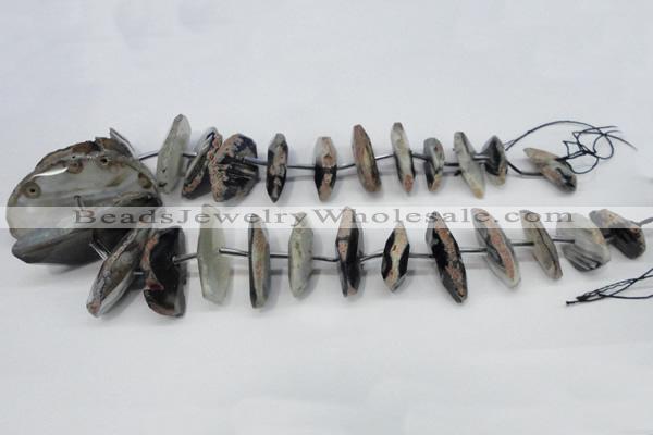 CNG1383 15.5 inches 10*25mm - 40*55mm faceted freeform agate beads