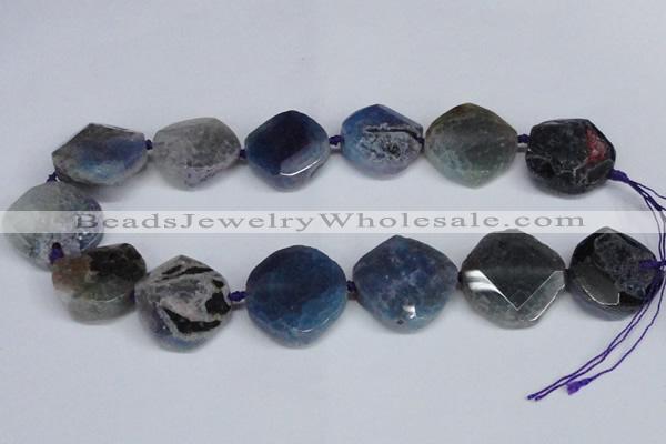 CNG1409 15.5 inches 25*30mm - 30*35mm faceted freeform agate beads