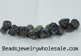 CNG1537 7.5 inches 10*14mm - 15*20mm nuggets plated druzy agate beads