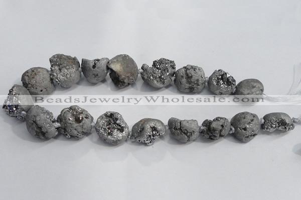 CNG1577 18*25mm - 20*30mm nuggets plated druzy agate beads