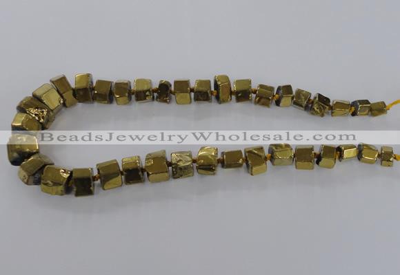 CNG1582 15.5 inches 8*12mm - 12*20mm nuggets plated quartz beads