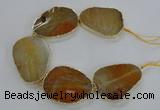 CNG1620 8 inches 35*50mm - 45*55mm freeform agate beads with brass setting