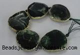 CNG1626 8 inches 40*45mm - 45*50mm freeform agate beads with brass setting