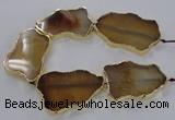 CNG1650 8 inches 35*50mm - 45*65mm freeform agate beads with brass setting